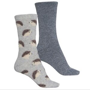 BORN OUTDOOR 2pk Hedgehog Wool Blend Crew Socks, Grey, NWT